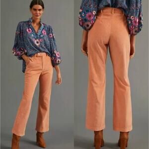 ANTHROPOLOGIE x LEVI'S Math Club Cropped Flare Corduroy Pants Orange Sz 26 {B21}